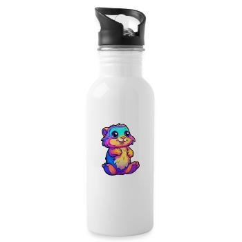 Gopher Colorful Watercolor Cartoon Kawaii Animal - Water bottle with straw - white - Right