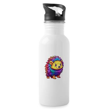 Igel Buntes Aquarell Cartoon Kawaii Tier - Trinkflasche mit integriertem Trinkhalm - Weiß - Rechts