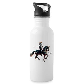 Futuristischer Roboterritter - Trinkflasche mit integriertem Trinkhalm - Weiß - Rechts