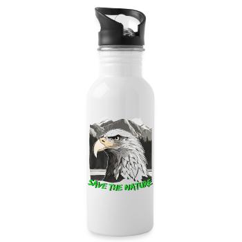 Eagle's Head "Save the Nature" - Water bottle with straw - white - Right