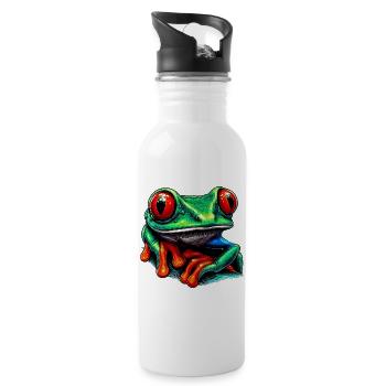Red-eyed tree frog - Water bottle with straw - white - Right