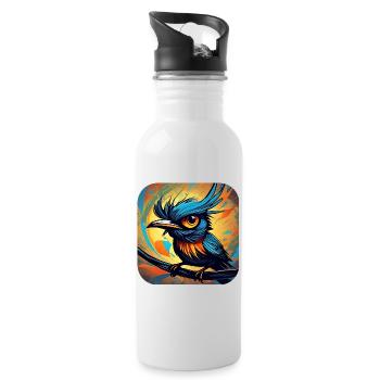 Lustiger kleiner Vogel - Trinkflasche mit integriertem Trinkhalm - Weiß - Rechts
