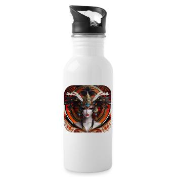 Mystisches Fantasy Girl - Trinkflasche mit integriertem Trinkhalm - Weiß - Rechts