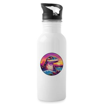Anaconda Colorful Watercolor Cartoon Kawaii Animal - Water bottle with straw - white - Right