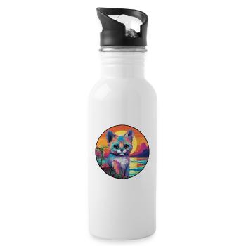 Aye Aye Bunte Aquarell-Karikatur Kawaii-Tier - Trinkflasche mit integriertem Trinkhalm - Weiß - Rechts