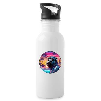 Bonobo Buntes Aquarell Cartoon Kawaii Tier - Trinkflasche mit integriertem Trinkhalm - Weiß - Rechts