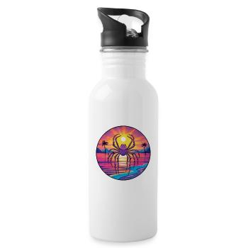 Spider Colorful Watercolor Cartoon Kawaii Animal - Water bottle with straw - white - Right