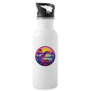 Snake Colorful Watercolor Cartoon Kawaii Animal - Water bottle with straw - white - Right