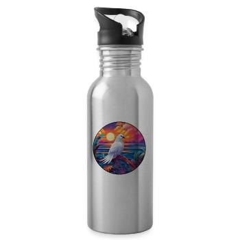 Taube buntes Aquarell Cartoon Kawaii Tier - Trinkflasche mit integriertem Trinkhalm - Lightsilver - Rechts