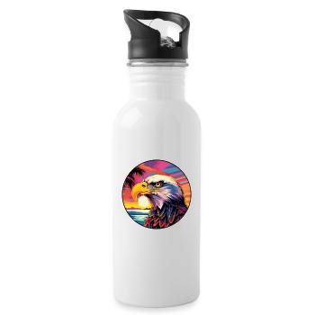 Adler Buntes Aquarell Cartoon Kawaii Tier - Trinkflasche mit integriertem Trinkhalm - Weiß - Rechts