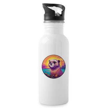 Gopher Colorful Watercolor Cartoon Kawaii Animal - Water bottle with straw - white - Right