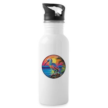Kiwi Vogel Buntes Aquarell Cartoon Kawaii Haustier - Trinkflasche mit integriertem Trinkhalm - Weiß - Rechts