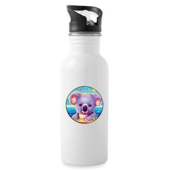 Koala Buntes Aquarell Cartoon Kawaii Tier - Trinkflasche mit integriertem Trinkhalm - Weiß - Rechts