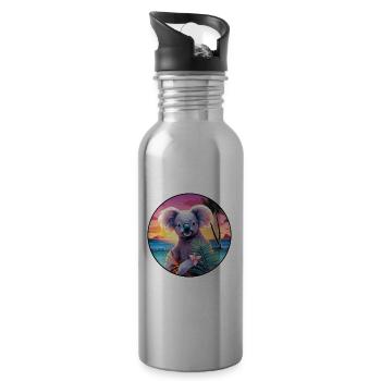 Koala Buntes Aquarell Cartoon Kawaii Tier - Trinkflasche mit integriertem Trinkhalm - Lightsilver - Rechts