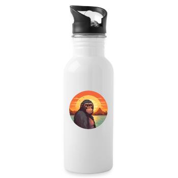 Affe buntes Aquarell Cartoon Kawaii Tier - Trinkflasche mit integriertem Trinkhalm - Weiß - Rechts