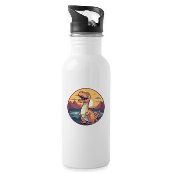 Dinosaurier buntes Aquarell Cartoon Kawaii Tier - Trinkflasche mit integriertem Trinkhalm - Weiß - Rechts