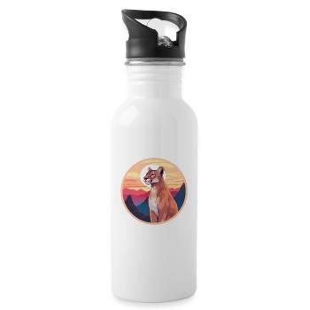 Cougar Aquarelle Colorée Dessin Animé Kawaii Animal - Gourde avec paille intégrée - blanc - Droite