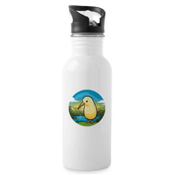 Kiwi Vogel Buntes Aquarell Cartoon Kawaii Haustier - Trinkflasche mit integriertem Trinkhalm - Weiß - Rechts