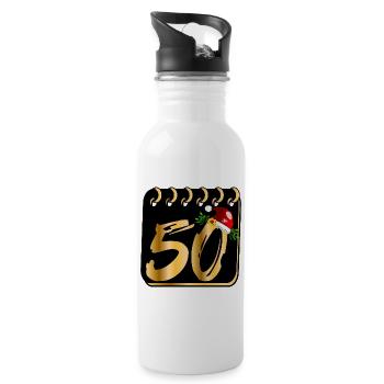 50 Years Old - December 50th Birthday Christmas - Water bottle with straw - white - Right