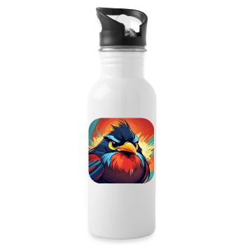 Grimmiger Vogel - Trinkflasche mit integriertem Trinkhalm - Weiß - Rechts