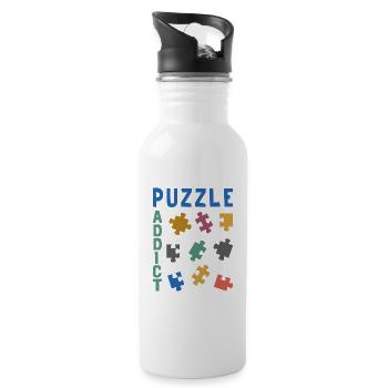 Puzzle addict - Gourde avec paille intégrée - blanc - Droite