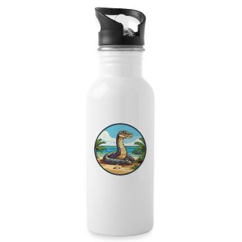 Anaconda Watercolor Cartoon Kawaii Clipart Animal - Water bottle with straw - white - Right
