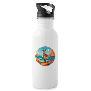 Antilope Aquarell Cartoon Kawaii Clipart Tier - Trinkflasche mit integriertem Trinkhalm - Weiß - Rechts