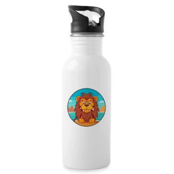 Manticore Aquarelle Dessin Animé Kawaii Clipart Animal - Gourde avec paille intégrée - blanc - Droite