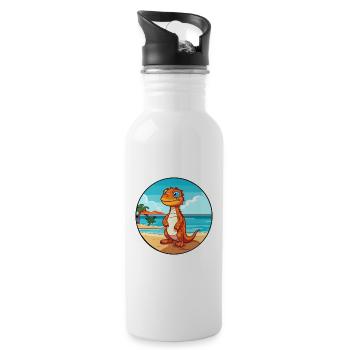 Lizard Watercolor Cartoon Kawaii Clipart Animal - Water bottle with straw - white - Right