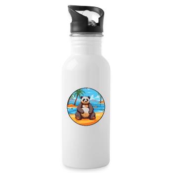 Panda Aquarell Karikatur Kawaii Clipart Tier - Trinkflasche mit integriertem Trinkhalm - Weiß - Rechts