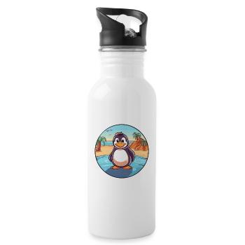 Pingouin aquarelle dessin animé Kawaii Clipart Animal - Gourde avec paille intégrée - blanc - Droite