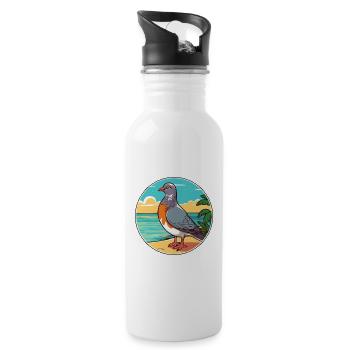 Taube Aquarell Cartoon Kawaii Clipart Tier - Trinkflasche mit integriertem Trinkhalm - Weiß - Rechts