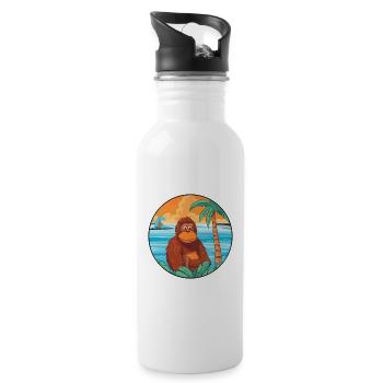 Orang-Utan Aquarell Cartoon Kawaii Clipart Tier - Trinkflasche mit integriertem Trinkhalm - Weiß - Rechts
