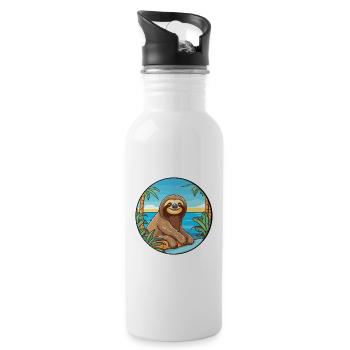 Sloth Watercolor Cartoon Kawaii Clipart Animal - Water bottle with straw - white - Right