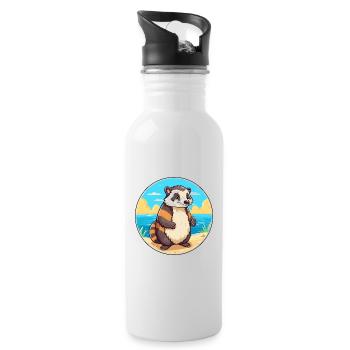 Blaireau Aquarelle Dessin Animé Kawaii Clipart Animal - Gourde avec paille intégrée - blanc - Droite