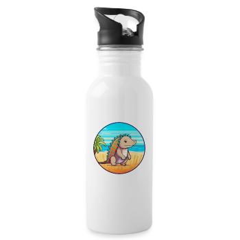 Armadillo Watercolor Cartoon Kawaii Clipart Animal - Water bottle with straw - white - Right