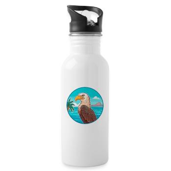 Eagle Watercolor Cartoon Kawaii Clipart Animal - Water bottle with straw - white - Right