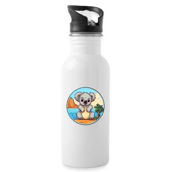 Koala Watercolor Cartoon Kawaii Clipart Animal - Water bottle with straw - white - Right