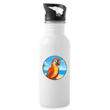 Papagei Aquarell Cartoon Kawaii Clipart Tier - Trinkflasche mit integriertem Trinkhalm - Weiß - Rechts