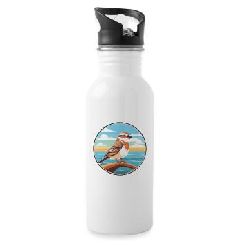 Sparrow Watercolor Cartoon Kawaii Clipart Animal - Water bottle with straw - white - Right