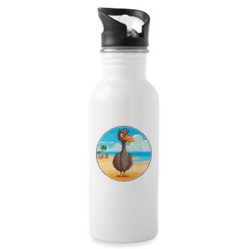 Emu Watercolor Cartoon Kawaii Clipart Animal - Water bottle with straw - white - Right