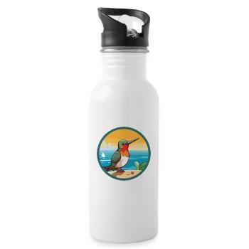 Colibri aquarelle dessin animé Kawaii Clipart animal de compagnie - Gourde avec paille intégrée - blanc - Droite
