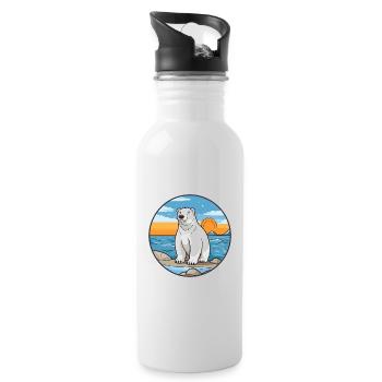 Ours polaire aquarelle dessin animé Kawaii Clipart animal de compagnie - Gourde avec paille intégrée - blanc - Droite