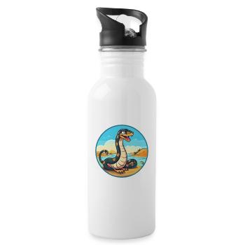 Snake Watercolor Cartoon Kawaii Clipart Animal - Water bottle with straw - white - Right