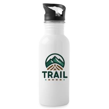 Trail Run – Trail Hiking Gift - Water bottle with straw - white - Right