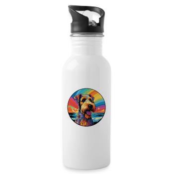 Airedale Terrier Chien Race Coloré Cartoon Waterc - Gourde avec paille intégrée - blanc - Droite