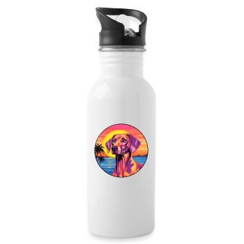Andalusischer Jagdhund Rasse Bunte Karikatur Wasserc - Trinkflasche mit integriertem Trinkhalm - Weiß - Rechts