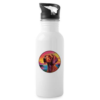 Bavarian Mountain Hound Dog Breed Colorful Cartoon - Water bottle with straw - white - Right