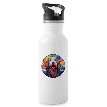 Bearded Collie Dog Breeded Colorful Cartoon Watercol - Gourde avec paille intégrée - blanc - Droite