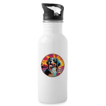 Berner Laufhund Hunderasse Bunte Karikatur Waterco - Trinkflasche mit integriertem Trinkhalm - Weiß - Rechts